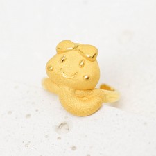 방긋 리본 뱀 돌반지